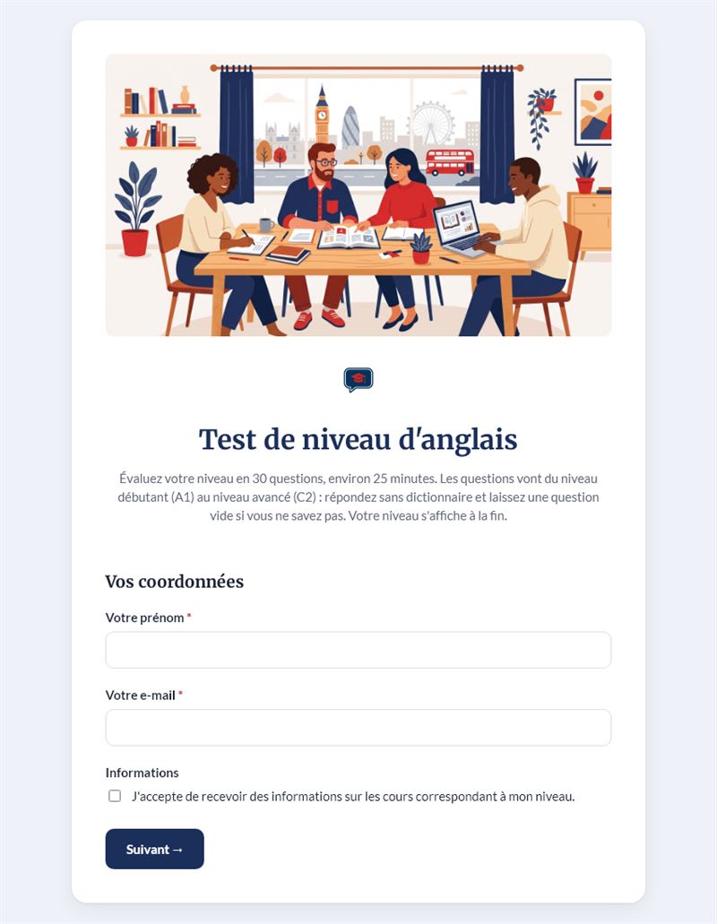 Test de niveau d'anglais