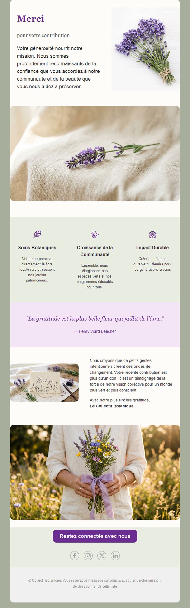 Modèle d'email de remerciement pour un don