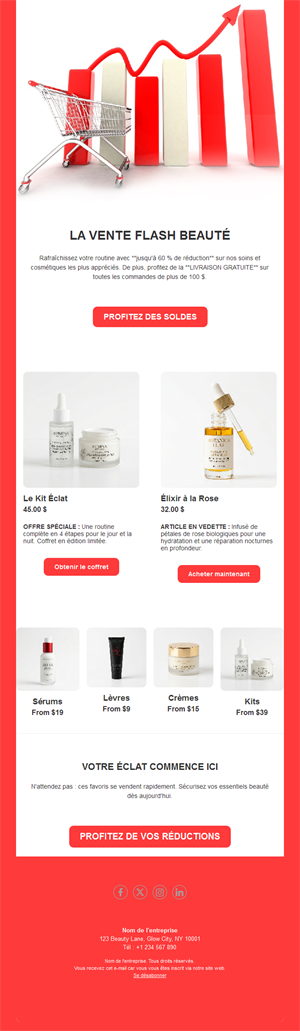 Email de vente flash beauté